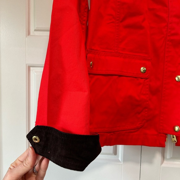 JCrew NWT Red Nautical Lightweight Jacket w/ Corduroy collar & cuffs Women S - Picture 9 of 10